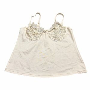 80s European Vintage Canda Lace Bust Unlined Cami Top (Ivory/Cream) Size Large